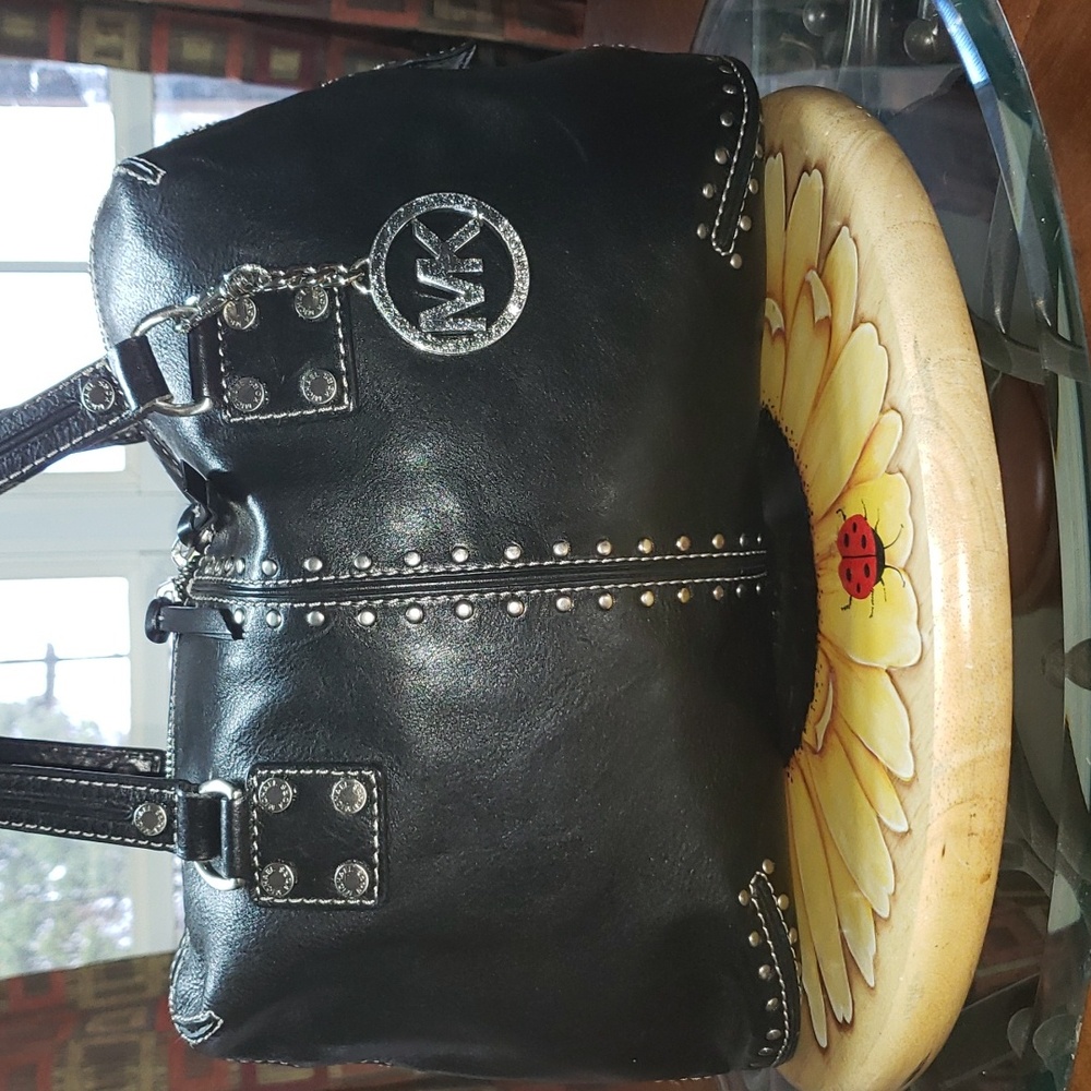 💘🖤💘 MICHAEL KORS ASTOR STUDDED EMBELLISHED LEATHER WEEKEND DOCTOR SATCHEL BAG